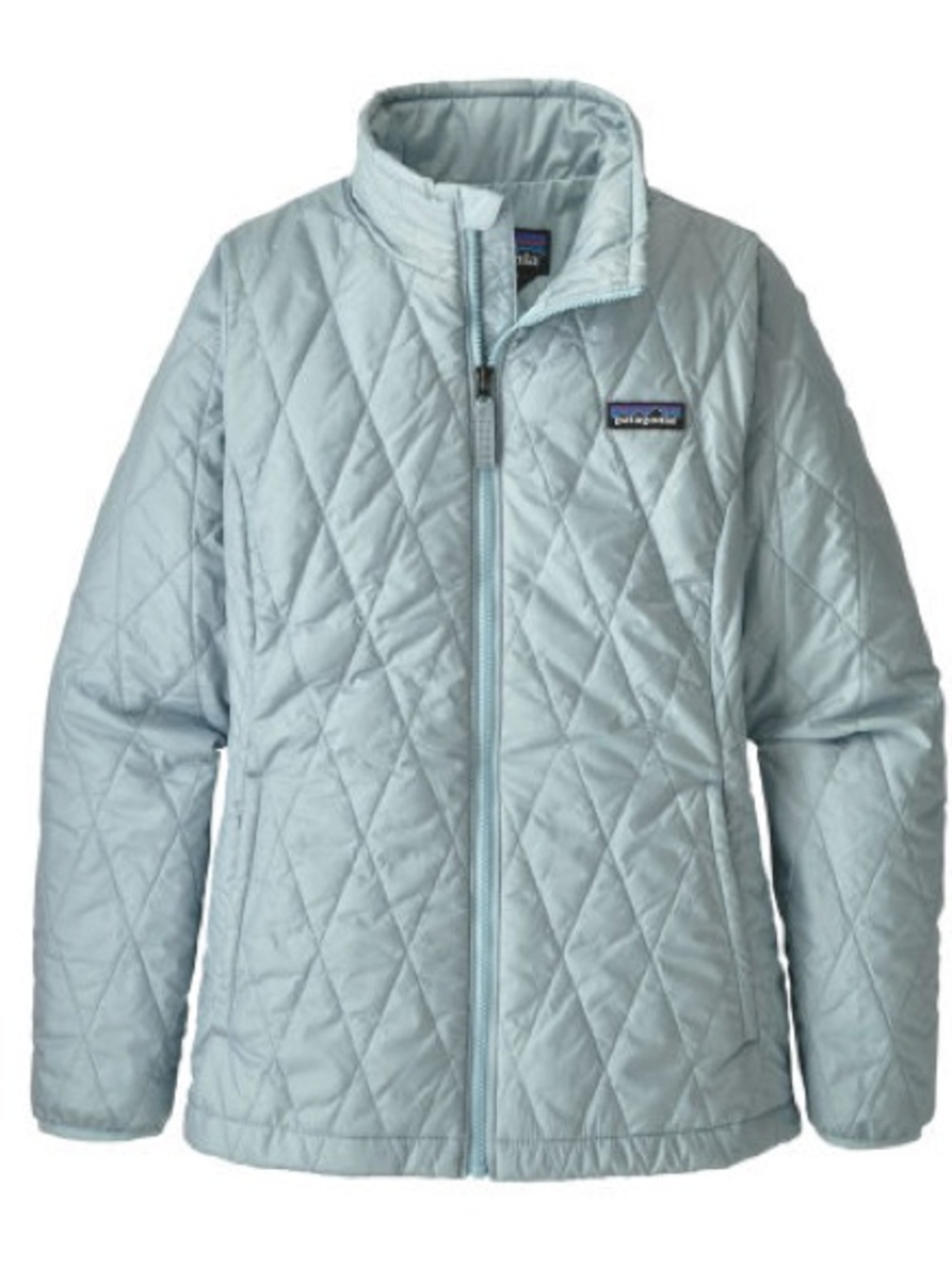 Patagonia Girls Nano Puff Diamond Quilt Jacket Light Plume Grey Blue Size XXL